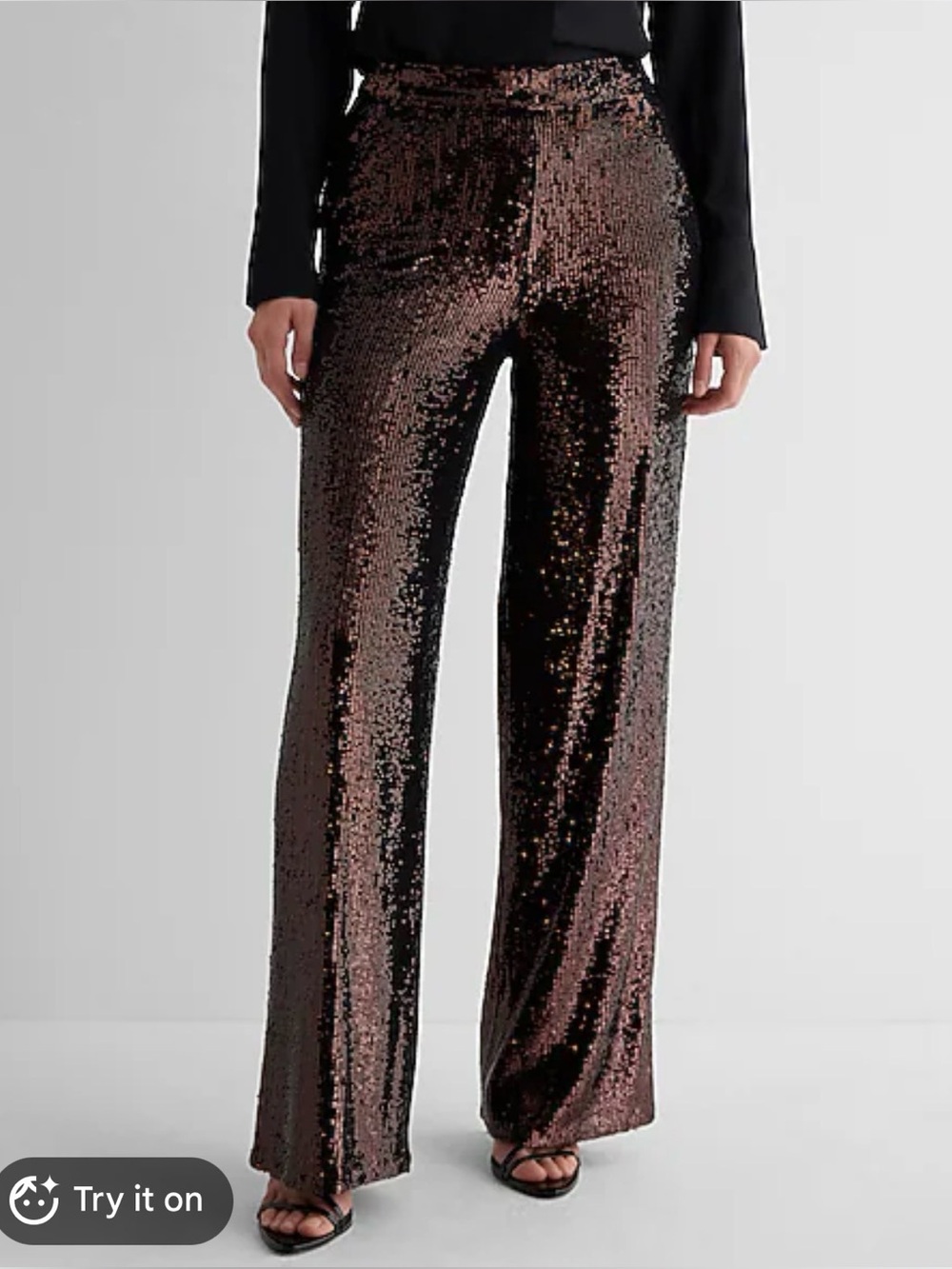 NWOT Express Wide Leg Brown Sequin Pants 10 - Picture 1 of 8